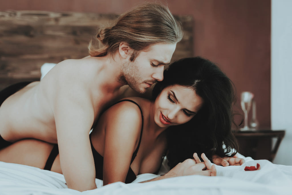 Couple Getting Intimate Wearing Black